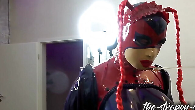 Latex rubber doll, rubber sissy, latex strapon sissy, fucking rubberdoll, lick worship femdom boots