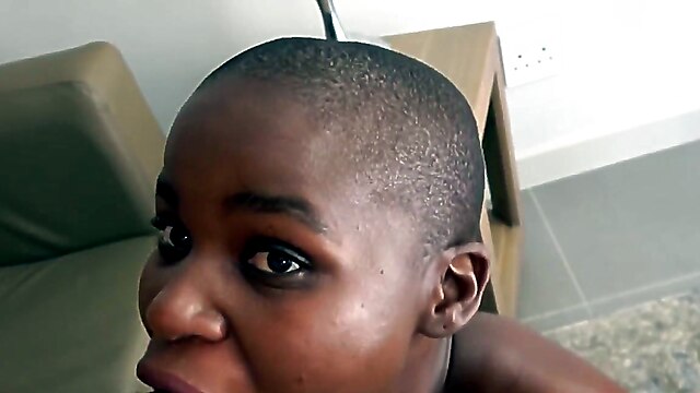Fucking a amateur ebony girl, bald pussy interracial, ebony bald, casting interracial pov, amateur bald