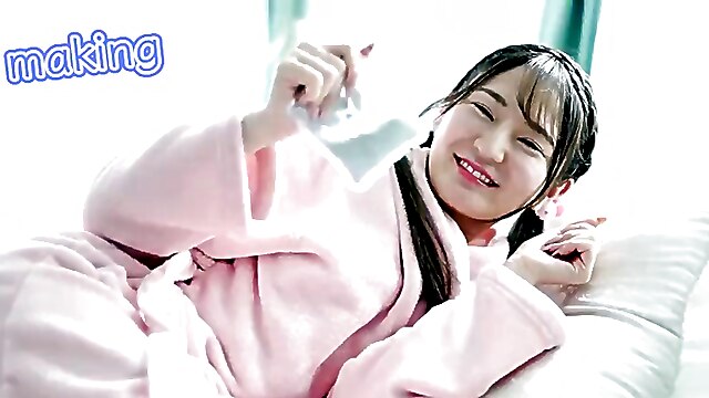 Japanese mini, wank with a toy, masturbation toys small tits, titty massage, striptease sex toys