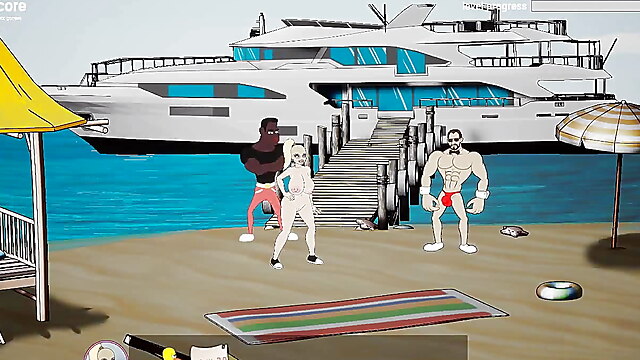 Outdoors mother, fuckerman game, beach play, beach porn parody, public tits beach