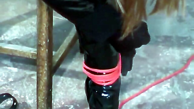 Brunette pantes, dressed him panties, latex high heels dressing, latex pants toy, latex dress
